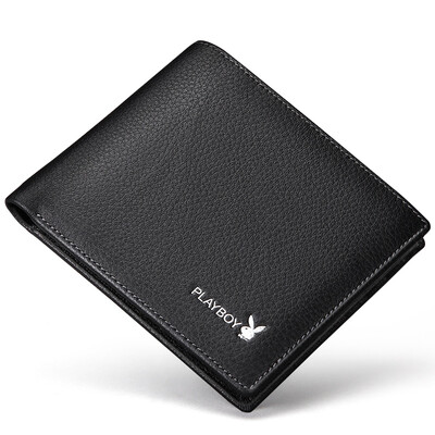 

Playboy playboy wallet male short section sheepskin business simple European&American multi-card men&39s wallet PAA1803-6B black