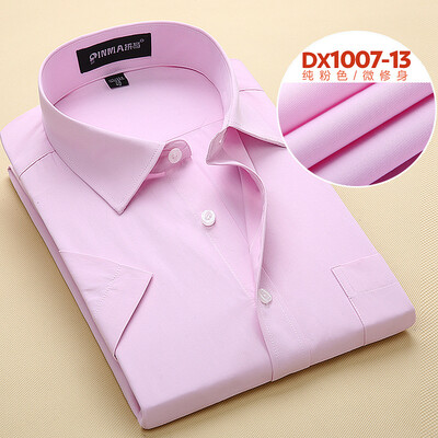 

Business Style Men Shirt Fashion Short Sleeve Solid Color Spring Autumn Slim