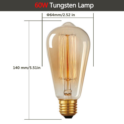 

BOKT Vintage Edison Bulbs 60W ST64 Antique Edison Bulb Squirrel Цельная лампа накаливания для подвесного света 2700K E27 Средняя основа