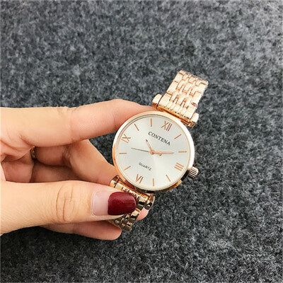 

Simple Fashion Ladies Quartz Dress Watch Contena New Luxury Stainless Steel Women Elegant Gold Watches