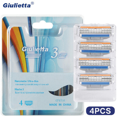 

Giulietta Razor 4pcslot Razor Blade For Men Shaving High Quality Stainless Steel 3 Layer Blade GF1516
