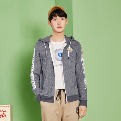 

Semir hooded sweater male 2017 autumn men's zipper cardigan Korean version of the letter print jacket personality tide 19057081205 flower blue tone L