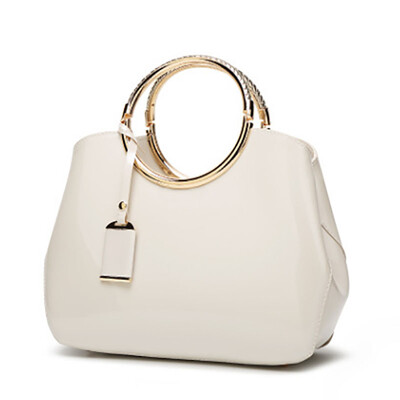 

2017 new stylish lacquered portable handbag trendy portable ring Messenger bag simple style large capacity shoulder bag