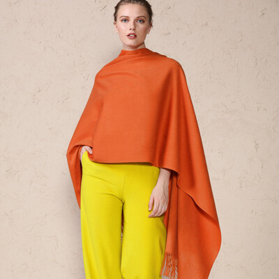 

Initial load TRUE HER cashmere shawl scarf female autumn&winter dual-use warm large thickening bib gift box packaging light luxury frozen age S series shawl orange