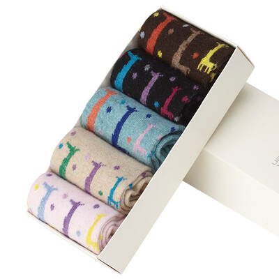

Antarctic Nanjiren ladies rabbit wool socks thick warm socks 5 double gift box bear head code