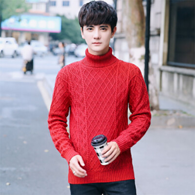 

2017 autumn new men's sweater fashion Korean version of the high-necked diamond-shaped sweater shirt shirt men's sweater