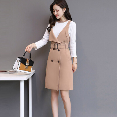 

Markentsee 2017 new women's autumn dress skirt elegant Korean version of the V-neck long paragraph sweet fashion Korean version of the tide yzOMN9167 black
