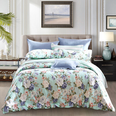 

Meng Jie home textiles produced MEE bedding sets cotton printing four sets of cotton bed sheets cover Jersey Island sea rock green 15 m bed 200 230cm