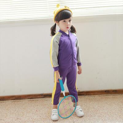 

Disha DEESHA children's clothing children's children fall new children's baby coat cotton suit girl wild fashion casual stitching hit color sports suit 621731505 deep purple 110