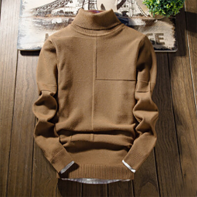 

2017 autumn and winter new men's knitting sweater line clothing Slim high-collar solid color sweater youth men's clothing
