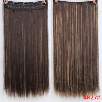 

22 inch(55cm) Long Straight Women Clip in Hair Extensions Black Brown High Tempreture Synthetic Hairpiece