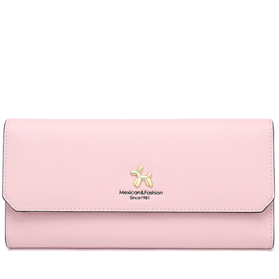 

Scarecrow MEXICAN wallet female long section thin simple leather Korean version of the three fold multi-card position buckle clutch MXD30830L-01 black