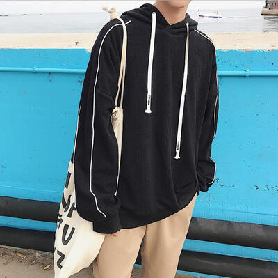 

Hooded Sweat Men's Headband Hooded Korean Tide Student Solid Sports Jacket Fall Men's Hoodies