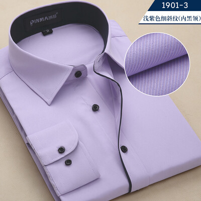 

Men Long Sleeve Shirt White Collar Fashion Profession Solid Color Spring Autumn