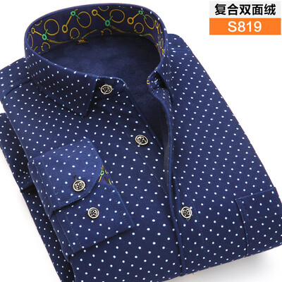 

Business Gentleman Men Long Sleeve Shirt Casual Keep Warm Loose Winter