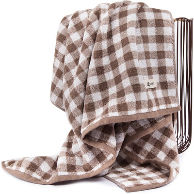 

Sanli cotton yarn-dyed checked large bath towel 75 × 140cm men&women with soft&comfortable absorbent wrap towel light coffee color