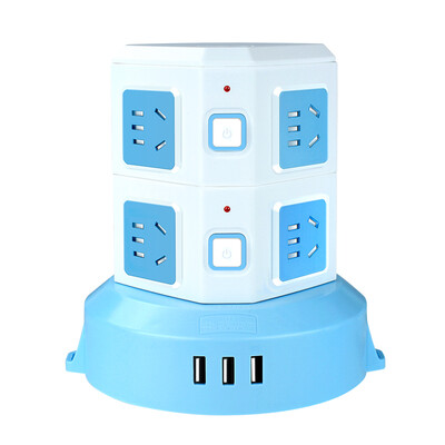 

Breeze kyfen QF-L012C two-story eight-bit five-hole multi-switch anti-overload socket three USB new national standard length of 3 meters