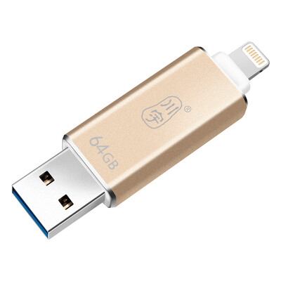 

Chuan Yu AU616 Apple, мобильный телефон U диск 64G официальная сертификация MFi iPhone / iPad расширение памяти мобильный телефон компьютер двойное использование U диск золото
