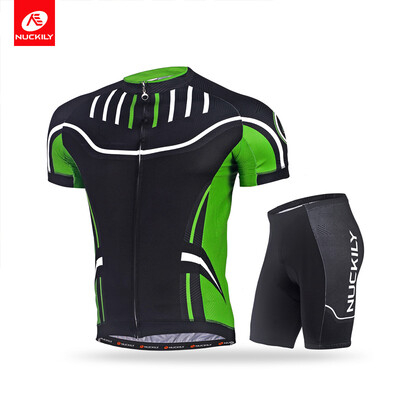 

NUCKILY Summer Cycling Short Suit for Men Soft Touch Mesh Line Breathable Cycling Jersey&Foam Padded Short