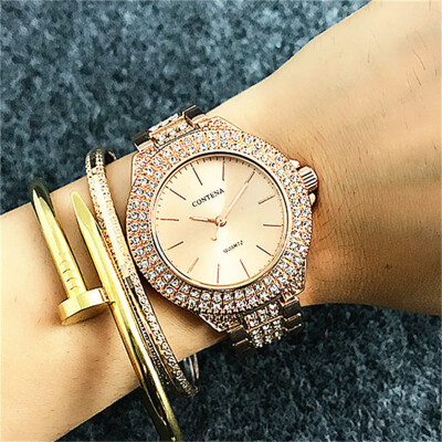 

Famous Brand Contena Full Shinny Diamonds Luxury Ladies Elegant Watches New Design Rhinestone Women Dress Watches Royal Style Gift