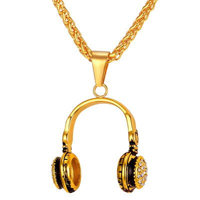 

U7 Stainless Steel Fashion Headset Pendant Necklace Men.Women Jewelry Hip Hop Necklaces