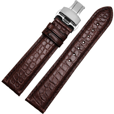 

Old caterer (laopijiang) waterproof strap crocodile leather round grain steel buckle belt 18mm black white line butterfly buckle men and women bracelet ZD-E992