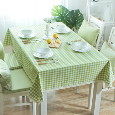 

Jinhua Chinese style spring green small plaid tablecloths table cloth waterproof tablecloth European pastoral small fresh set coffee table cloth lace section waterproof 130 180cm