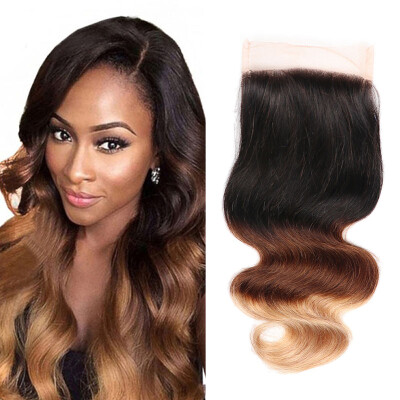 

1 Pcs 4*4 Lace Closure Ombre body Wave Hair Brazilian Virgin Human Hair Extensions body wave Lace Closure