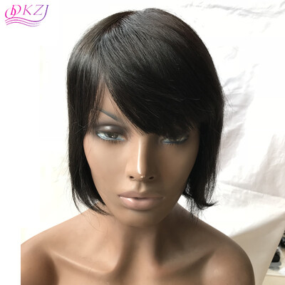 

QDKZJ Bob Wig Brazilian Straight Short Lace Front Human Hair Wigs For Women Pre Plucked With Baby Hair