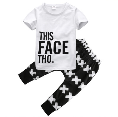 

children small summer clothes top cross suit outfit set age 0 - 5y