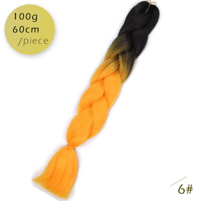 

AISI HAIR 100gpcs 24inch Kanekalon Jumbo Braids Hair Ombre Two Tone Colored Synthetic Hair for Dolls Crochet Hair