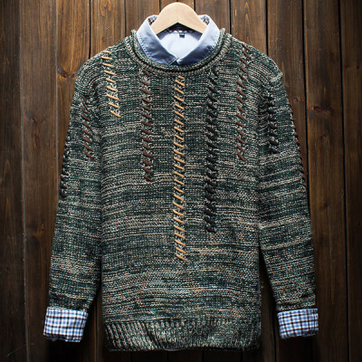 

2017 new retro round collar sets of Japanese self-cultivation sweater men's hand-woven weaving dress sweater youth men sweater