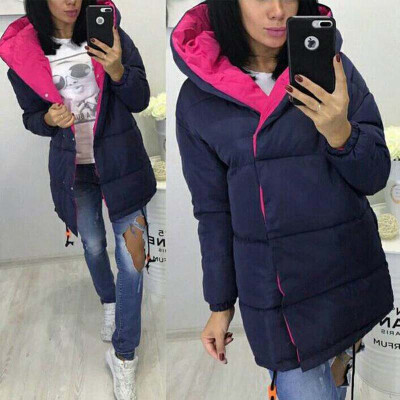 

Lovaru ™ 2017 Winter Women Hooded Pockets Outwear Full Sleeve Casual Female Covered Button Women's Coats