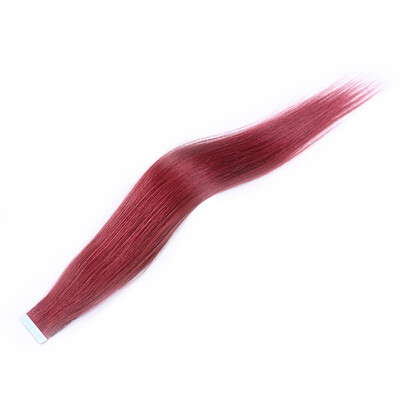 

Tape In Hair Extensions 100% Remy Straight Tape Human Hair Extensions Wine Red Color