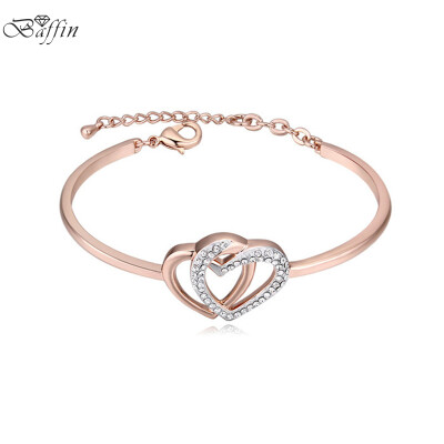 

2017 New Fashion Charm Hearts Bracelets Bangles Crystal From Austrian For Women Weddings Party Brand Jewelry Gifts