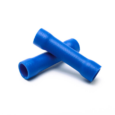 

100 pieces/lot) Suyep Insulating Wire Connector Butt Connector Crimp Electrical Wire Splice Terminal BV2 Blue 16-14 AWG