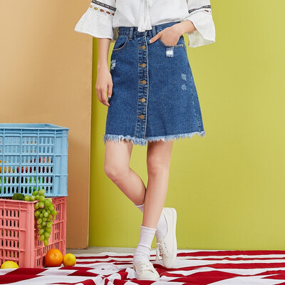 

Semir skirt female 2017 autumn new women's cowboy A word half skirt was thin college skirt tide tan dress 16316200009 cowboy dark blue