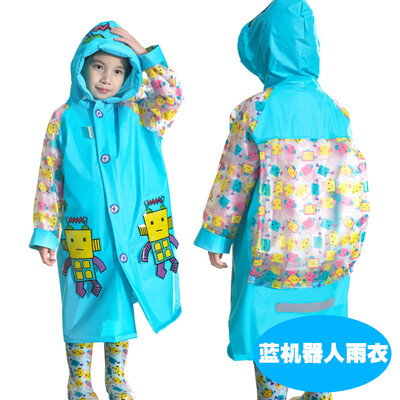

Blue ant children raincoat kindergarten baby children students raincoat boy girl waterproof poncho with schoolbag position