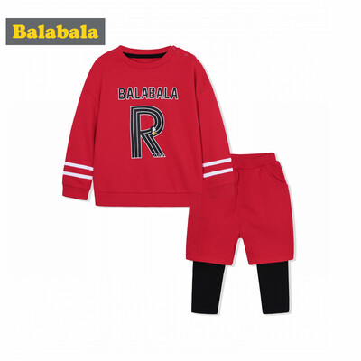 

【Jingdong distribution】 Balabala (balabala) children's clothing two-piece boy suit children's autumn children's clothing baby pants tide 28043171118 black 130