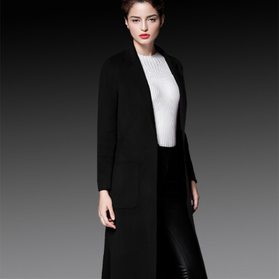 

2017winter and new hand sewing double sided cashmere coat women lengthened wool coat windbreaker