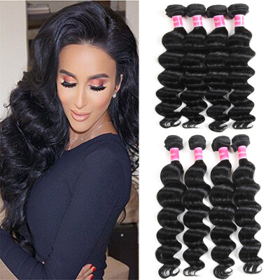 

Fine Plus Malaysian Virgin Hair Loose Wave Hair 4 Bundles Grade 7A 100% Unprocessed Virgin Human Hair Extensions 95-100g/bundle