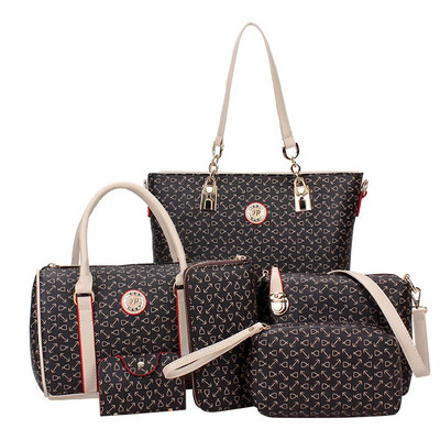 

New Fashion Women Shoulder Bag PU Leather Tote Handbag Crossbody Bag 6-pcs sets