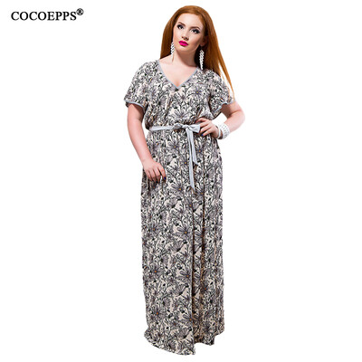 

COCOEPPS Summer 2017 Women Long Dress Plus Size Floral Print Vintage Ladies Maxi Dresses Big Size V-Neck Sexy Party  Vestidos