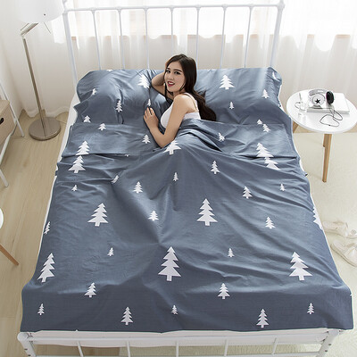 

Zero-degree exploration LIVTOR travel hotel hotel cotton printed sanitary sheets outdoor portable dirty dirty anti-dirty cotton sleeping bag liner fir double widened 180230cm gift fixed belt