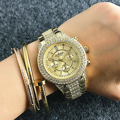 

Contena 3 Dials Design Ladies Luxury Crystal Wristwatch Women Dress Watch Diamond Jewelry Best Gift for Girls