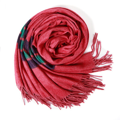 

Lan Shiyu W0381 scarf female winter increase warm Korean version of the blended fringed bib brown red