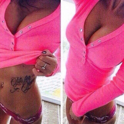 

New Women Long Sleeve V Neck Slim Casual Tops Knit Jumper T Shirt Sexy