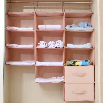 

Baicao bicoy Oxford cloth wardrobe storage bag hanging storage bag storage bag 5 layer kitchen 2 drawers coral powder