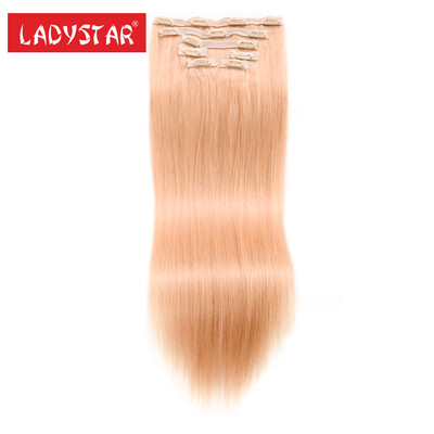 

LADYSTAR Клип в наращивании человеческих волос Чистые цвета Блондинки 100% Remy Человеческие волосы Зажимы для волос Remy 7 шт / с
