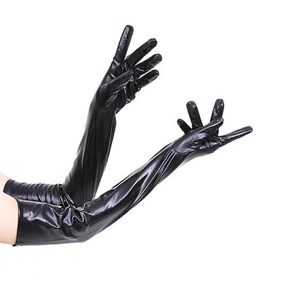 

Sexy patent leather gloves tight long queen temptation gloves coated sexy lingerie DS steel pipe bright skin